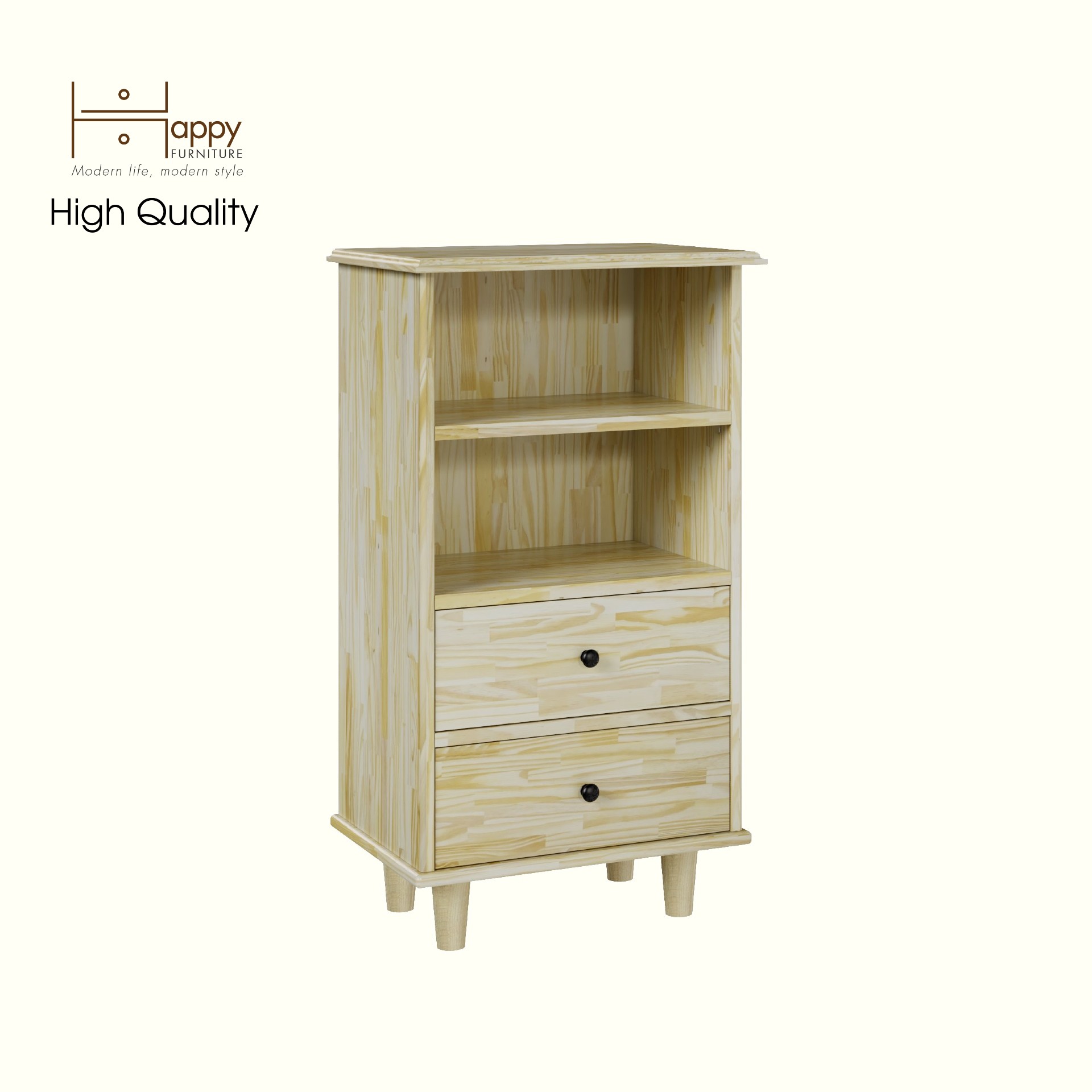HAPPY FURNITURE , Gỗ tự nhiên , Tủ lưu trữ 2 ngăn kéo - FARAH , THK_182 , 50cm x 35cm x 90cm