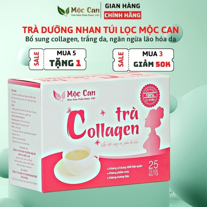 Combo 3 hộp Trà dưỡng nhan đẹp da túi lọc Mộc Can 25 túi, bổ sung collagen giúp trắng da ngăn ngừa lão hóa da