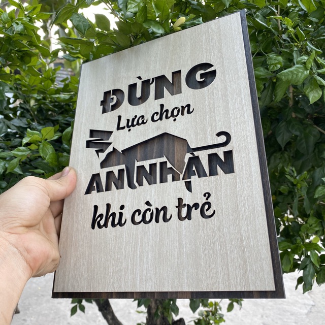 Tranh gỗ treo tường_Đừng chọn an nhàn khi còn trẻ_CRN_01