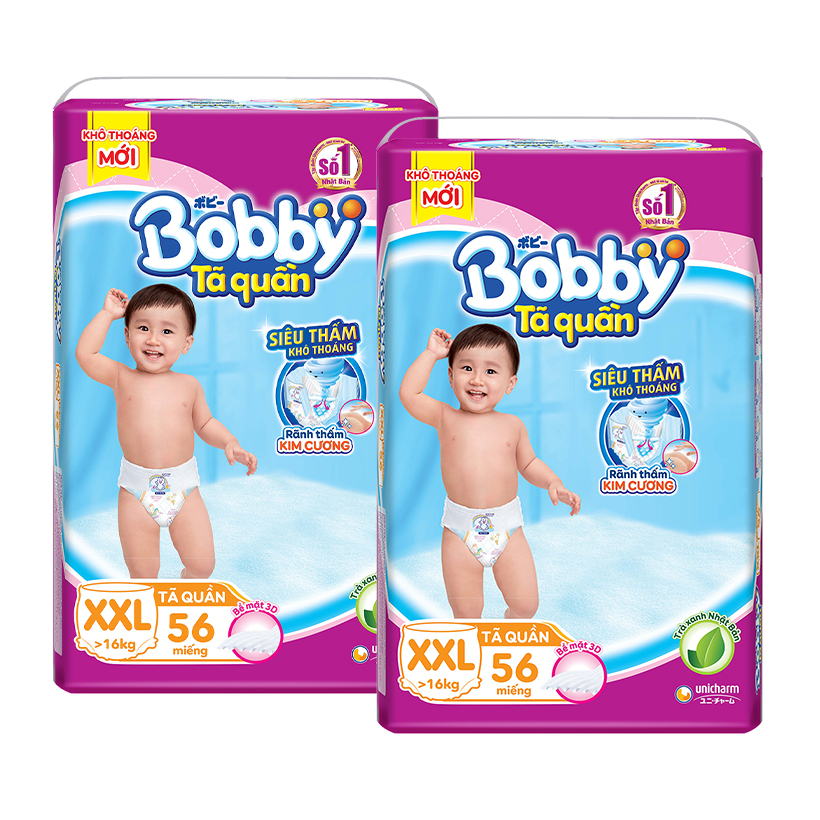 Bộ 2 gói Tã quần siêu thoáng Bobby XXL56