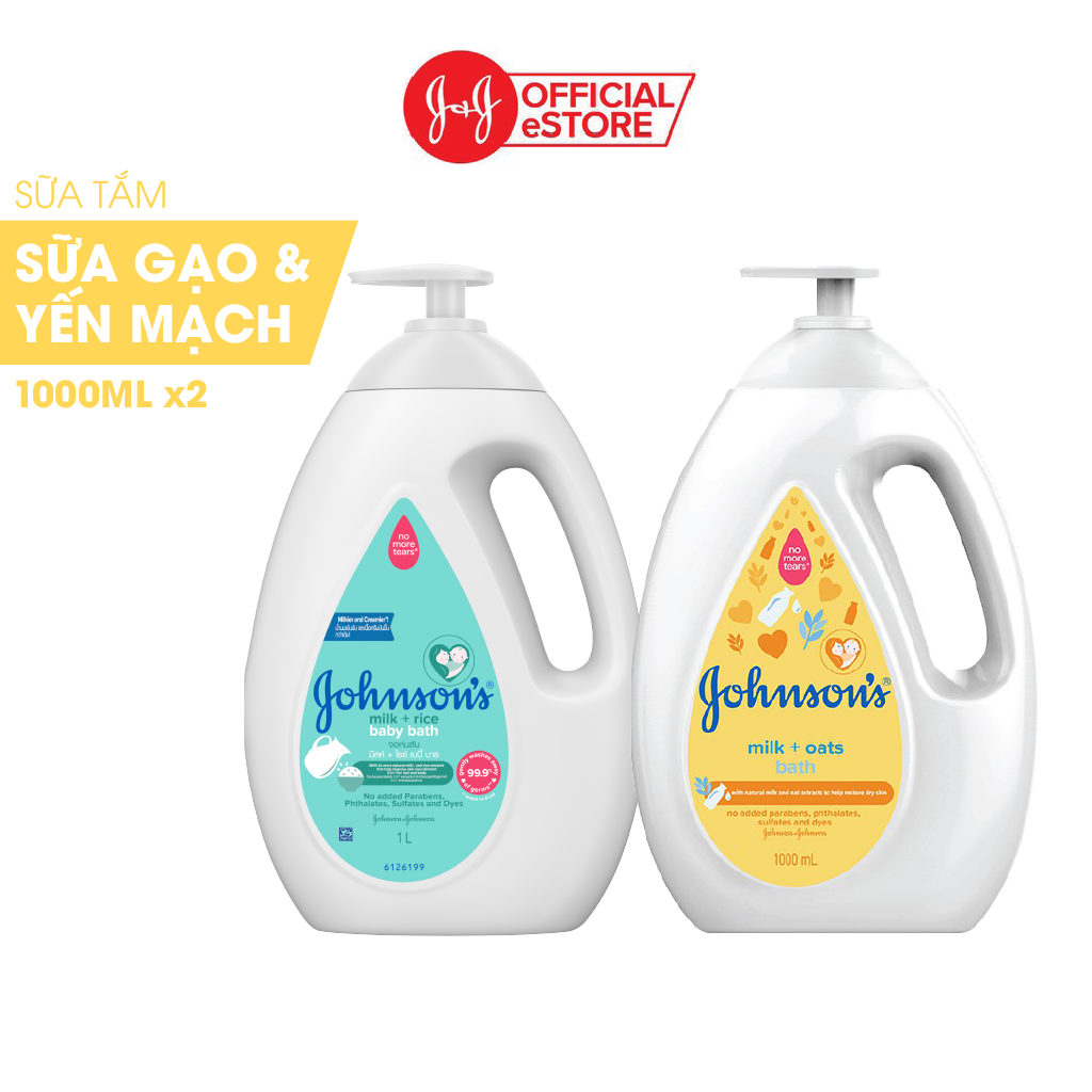 Bộ 2 chai Sữa tắm sữa & gạo Johnson's Milk Rice + Sữa tắm sữa & yến mạch Johnson's Milk Oats 1000ml x 2 - 540019940