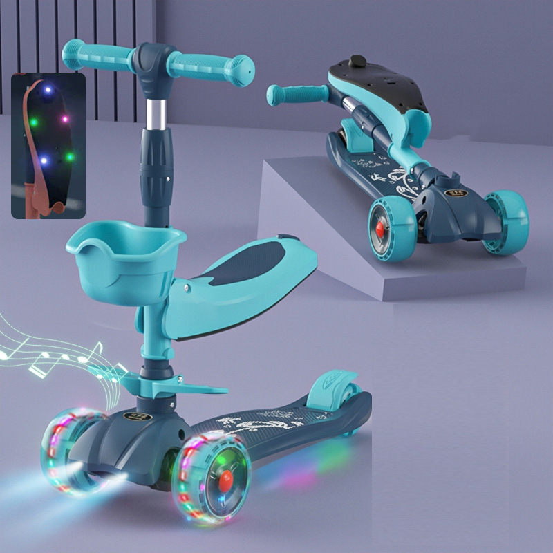 Xe scooter 3 bánh tự cân bằng, 3in1 có ghế gấp gọn, xe chòi chân thăng bằng , xe trượt 3 bánh có nhạc và đèn chiếu sáng