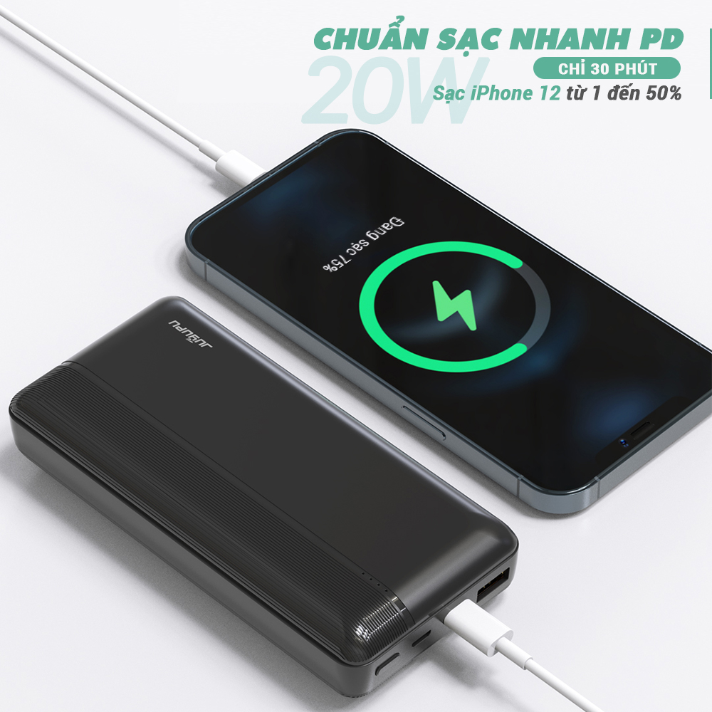 Pin sạc dự phòng JUYUPU PQ2C 20000mAh sạc nhanh PD QC3.0 22.5W đèn led báo hiệu cho iPhone Samsung OPPO VIVO HUAWEI XIAOMI - HÀNG CHÍNH HÃNG