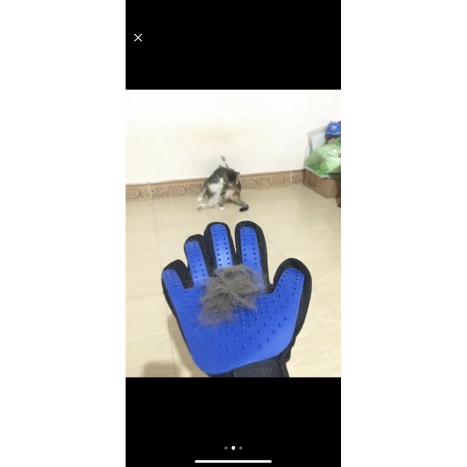 Găng tay lấy lông rụng tắm chó mèo True Touch - chải lông tránh rối đánh bông lông massage cho thú cưng cực hiêu quả