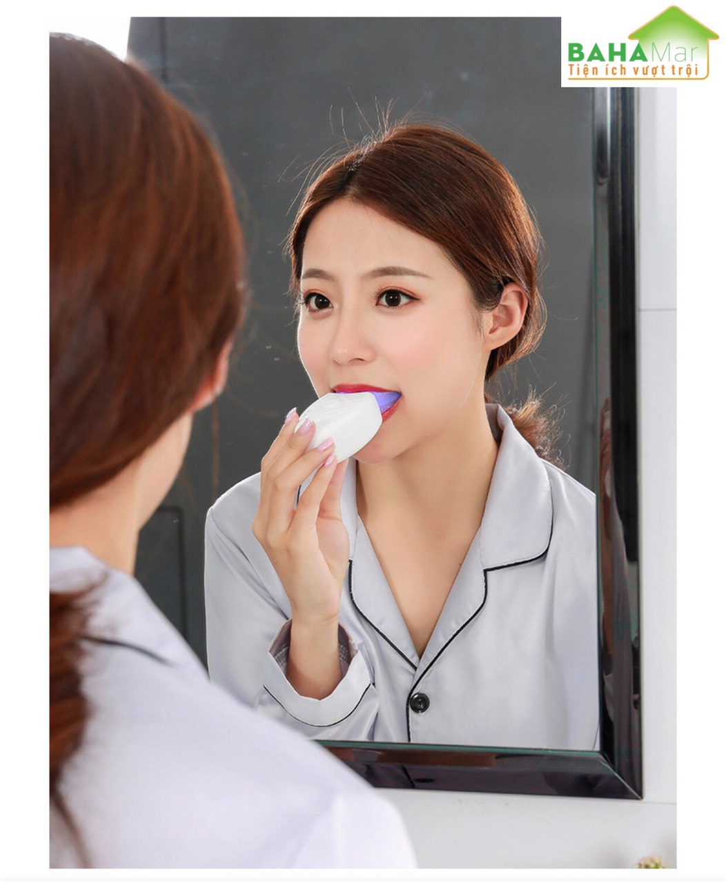 BÀN CHẢI ĐÁNH RĂNG ĐIỆN TỰ ĐỘNG CHỮ U 360 ĐỘ CÓ ÁNH SÁNG XANH KHỬ TRÙNG BAHAMAR làm cho việc đánh răng trở nên dễ dàng và sạch sẽ toàn bộ mặt trước