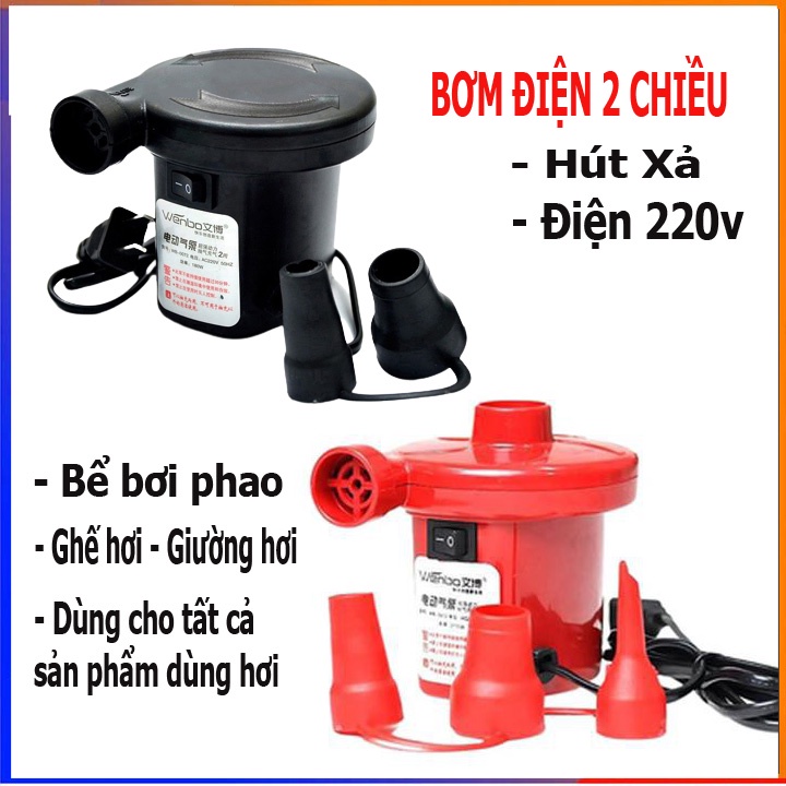 Máy bơm mini 2 chiều bằng điện dễ sử dụng, thiết kế vừa hút chân không, vừa thổi bơm hơi cho các đồ chơi, đồ dùng gia đình bằng phao hơi