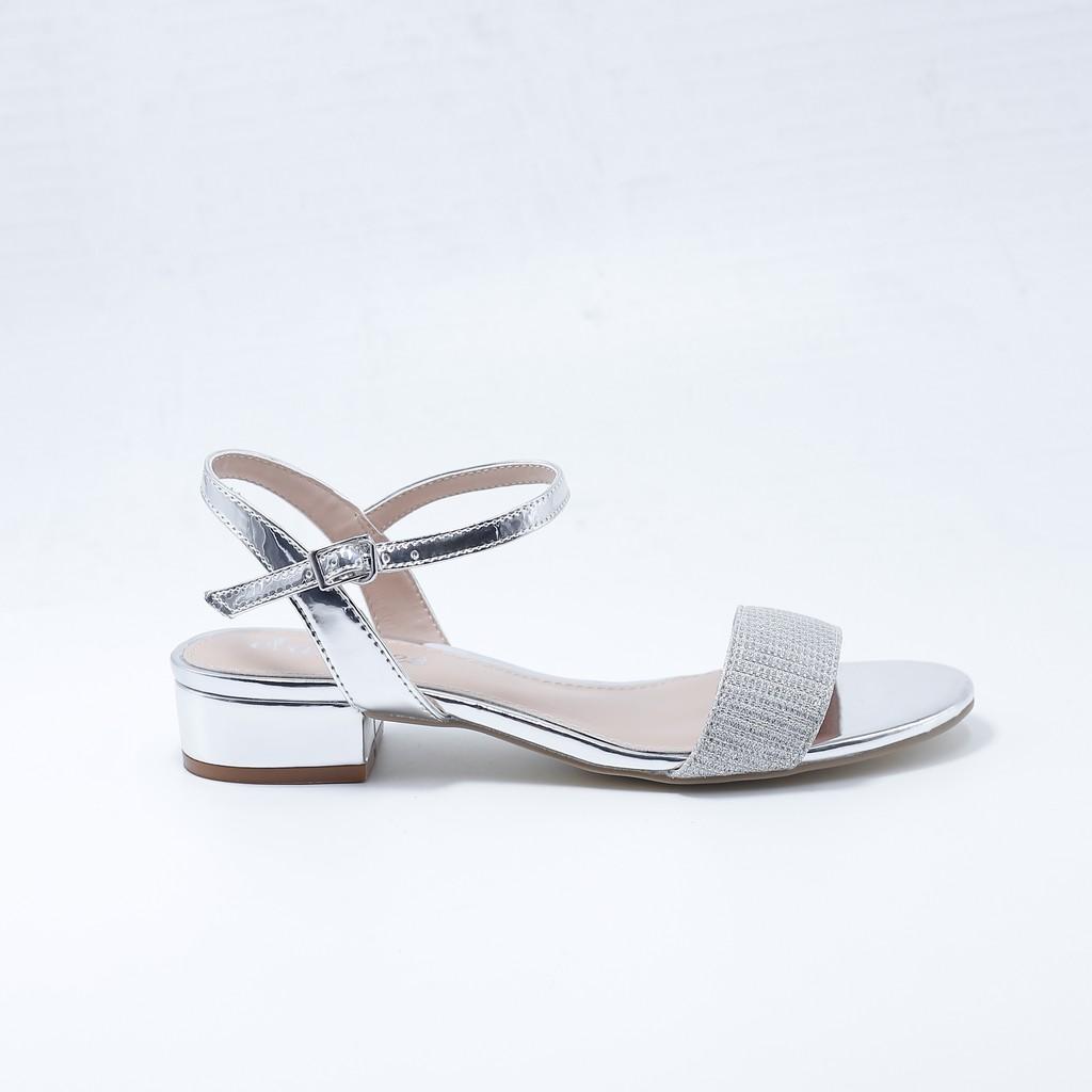 Sandal Gót Thấp Quai Ngang Kim Tuyến 2cm Evashoes EVA0034