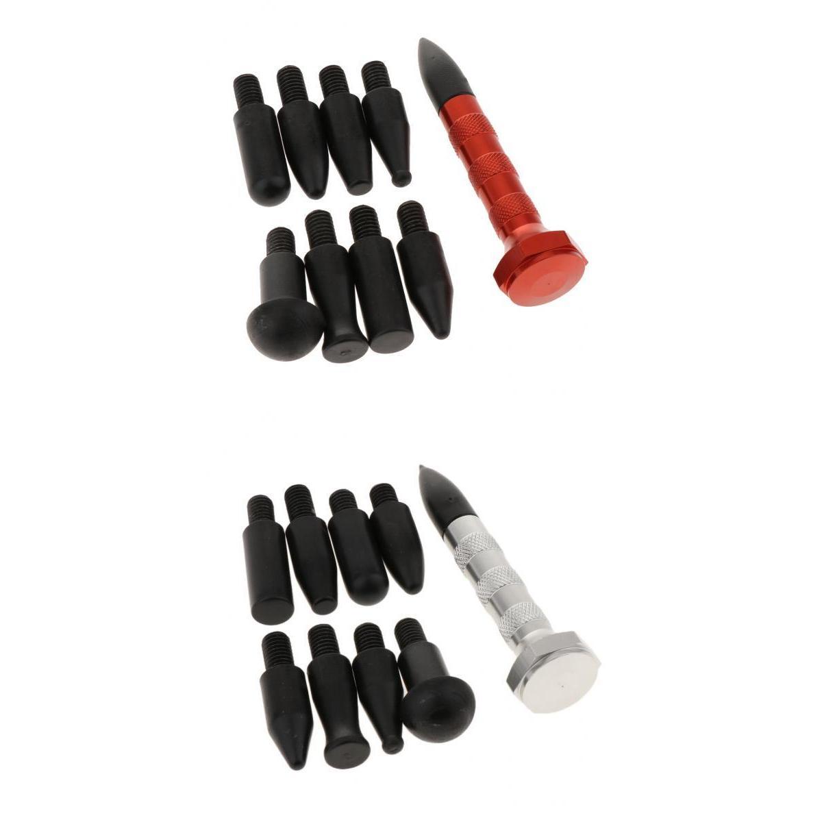 2 Sets Paintless Dent Repair Tap Down Pen Dent Removal Tools Silver+Orange