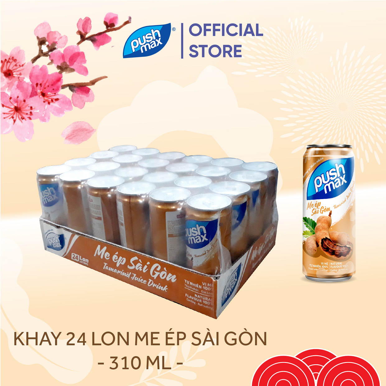 Thùng 24 Lon Nước Trái Cây Me Ép Sài Gòn Pushmax