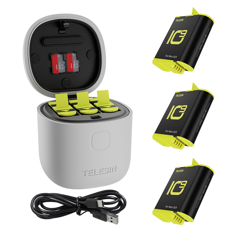 DOCK SẠC CHO GOPRO 11 / GOPRO 10 / GOPRO 9 TELESIN ALLIN BOX - HÀNG NHẬP KHẨU