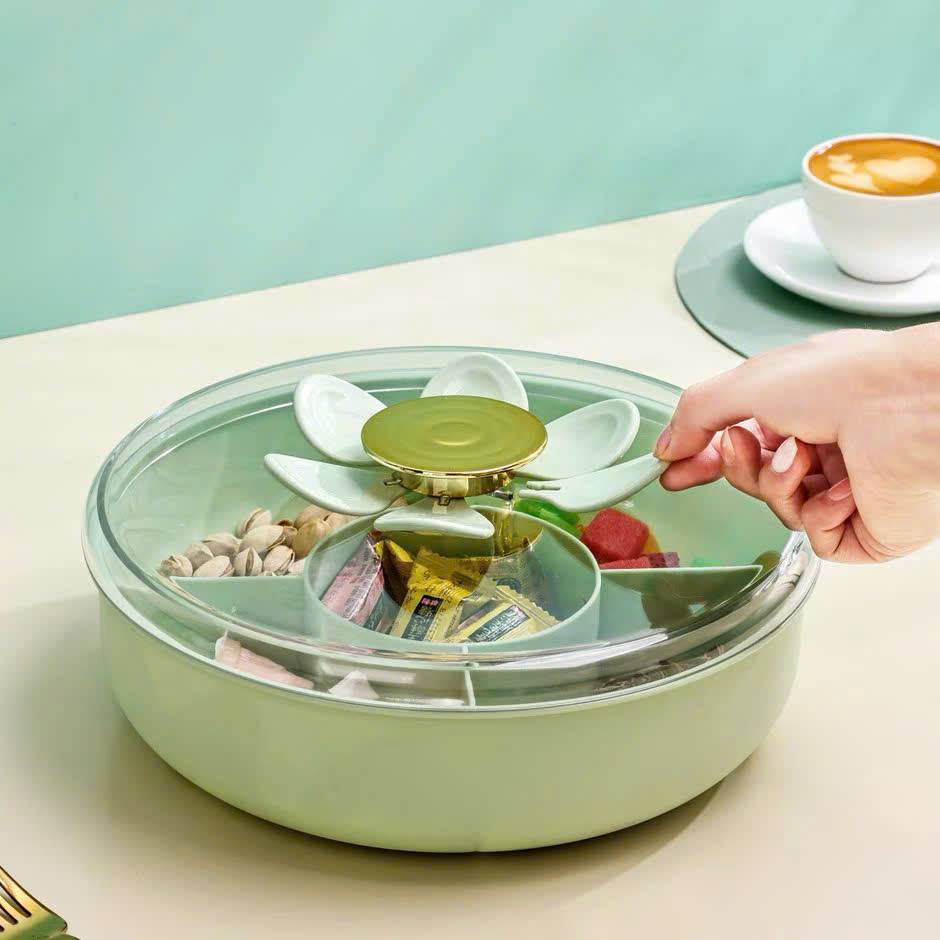 Khay Mứt Tết Hoa 7 Cánh Kèm Xiên Có Nắp Trong Suốt – Khay Đựng Bánh Kẹo 5 Ngăn, Khay Hạt Dẻ – Trái Cây Cao Cấp Trang Trí Phòng Khách - HÀNG CHÍNH HÃNG MINIIN