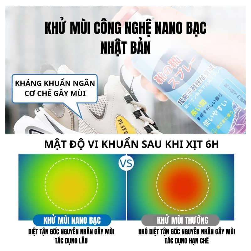 Bình Xịt Khử Mùi Hôi Chân Nhật Bản Công Nghệ Nano Bạc AG+ Mùi Dịu Nhẹ HKD72