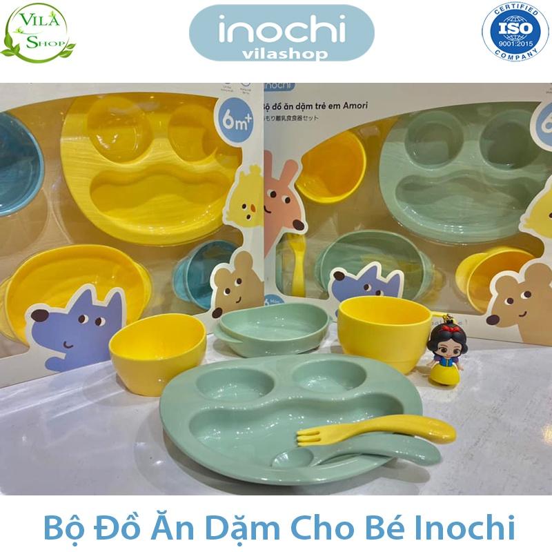 Bộ Ăn Dặm Cho Bé, Bộ Đồ Tập Ăn Cho Bé Nhựa Cao Cấp Inochi - Kháng Khuẩn - Không Mùi - An Toàn Tuyệt Đối