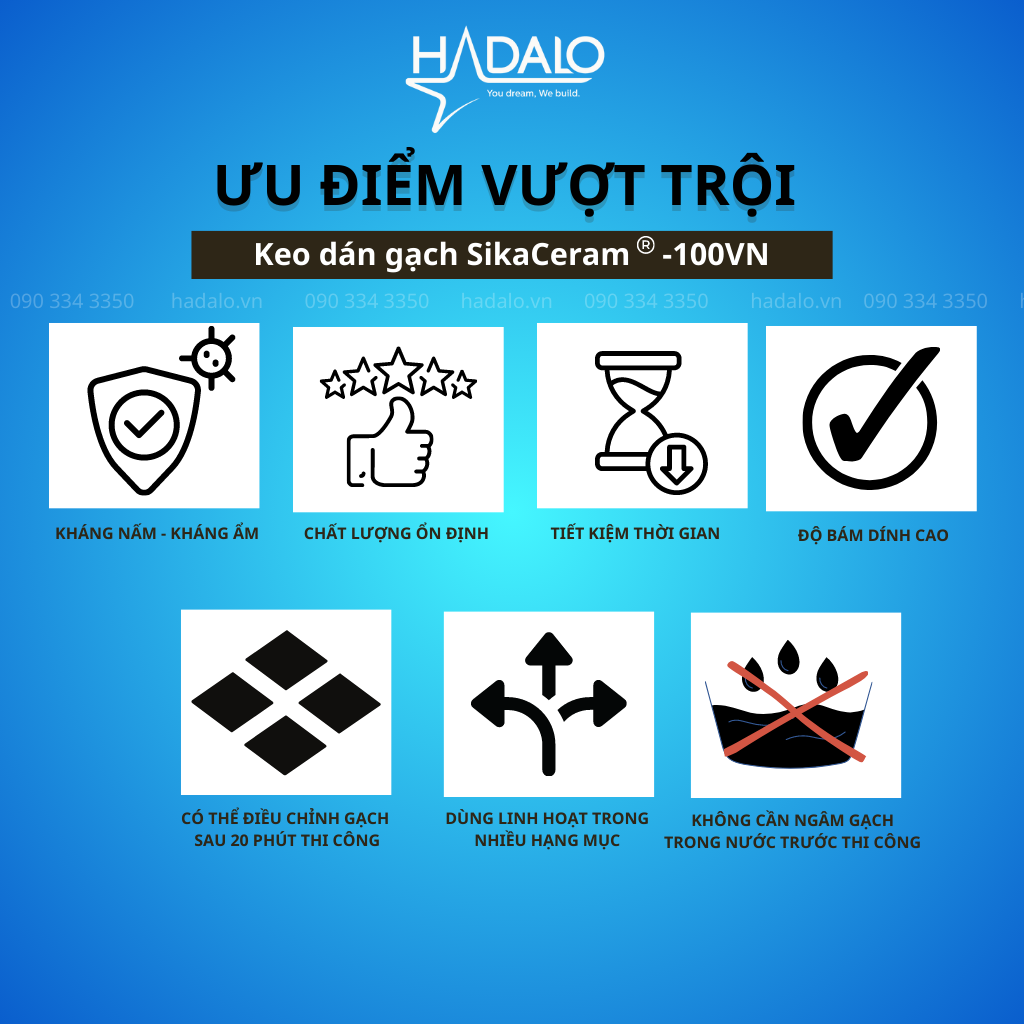 Keo dán gạch SikaCeram 100VN – Bám dính tốt, kháng nấm, kháng ẩm - 25kg