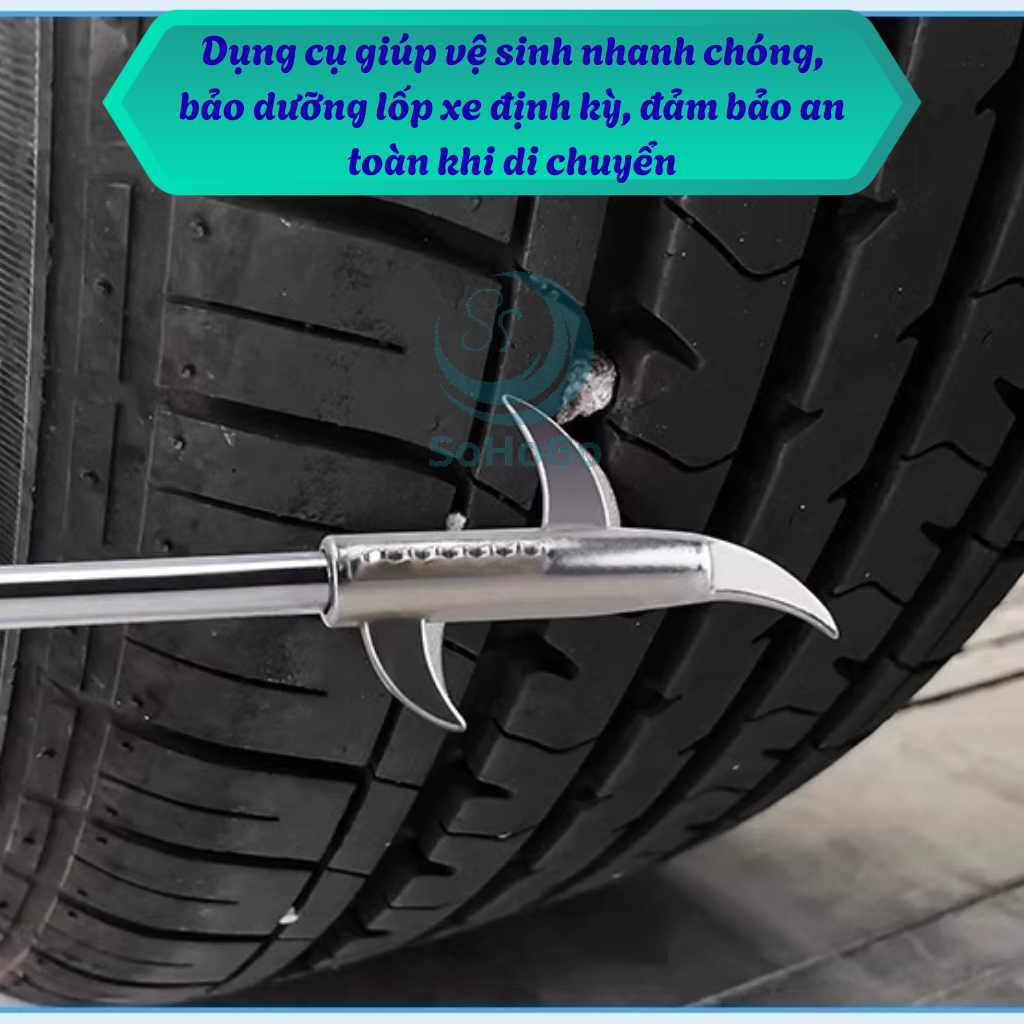Cây Móc Làm Sạch Rãnh Lốp Ô Tô -Dụng Cụ Gỡ Sỏi Lốp Xe Inox Cao Cấp -Móc Vệ Sinh Rãnh Lốp Ô Tô Tiện Lợi