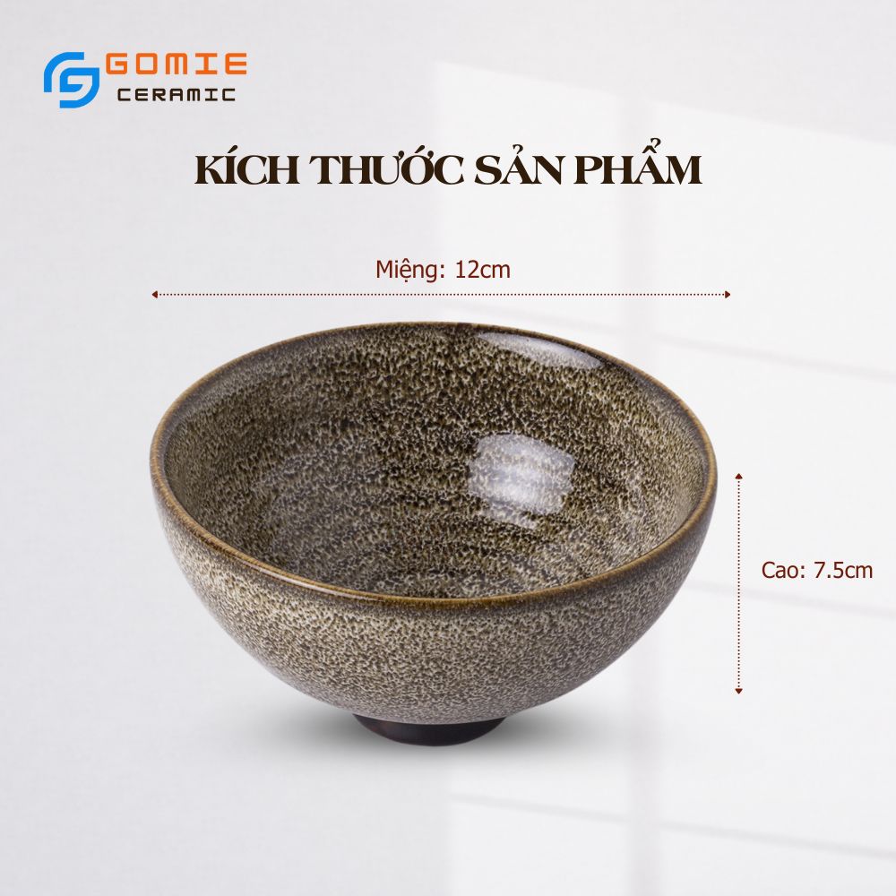 Bát nhọn D12H7.5 Men gấm vàng hỏa biến
