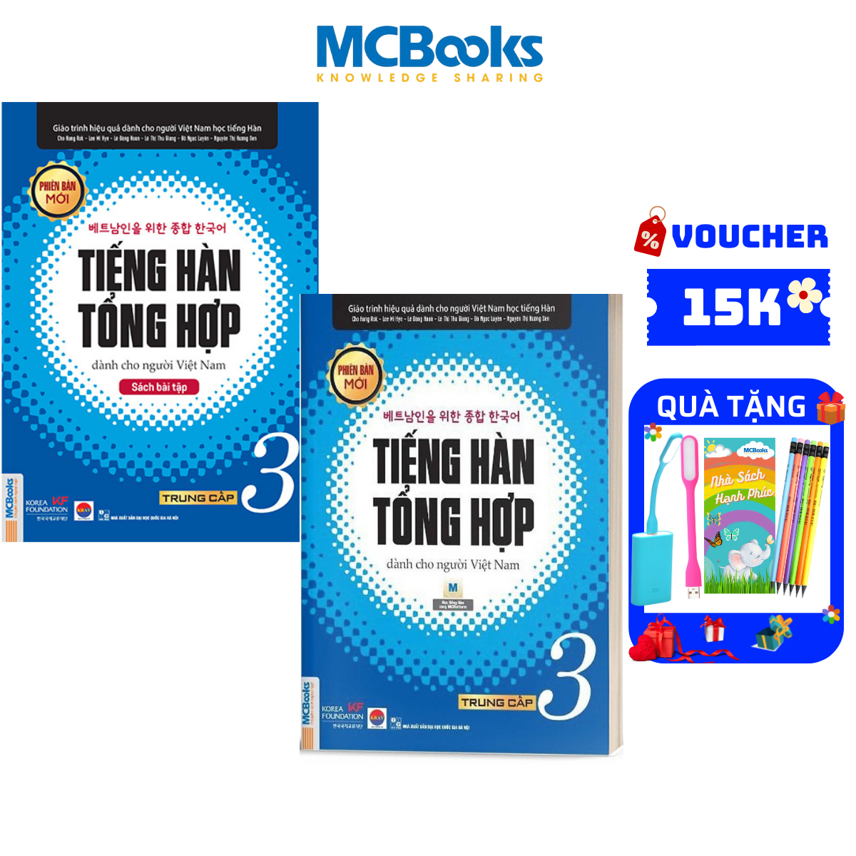 Trọn bộ tiếng hàn tổng trung cấp 3SGK và SBT Phiên bản trắng đen