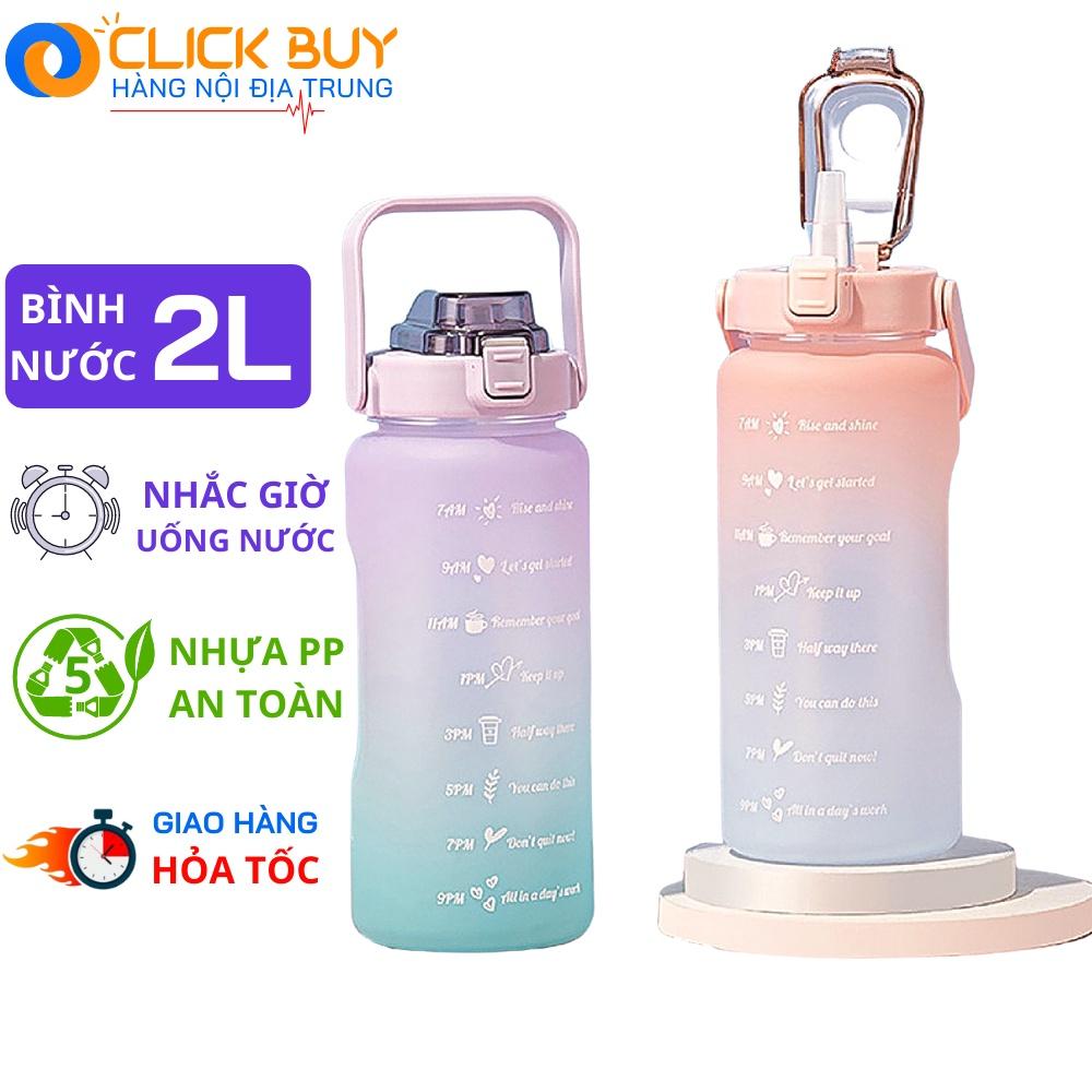 Bình Đựng Nước 2L Dễ Thương Có Vạch Báo Giờ Uống Nước