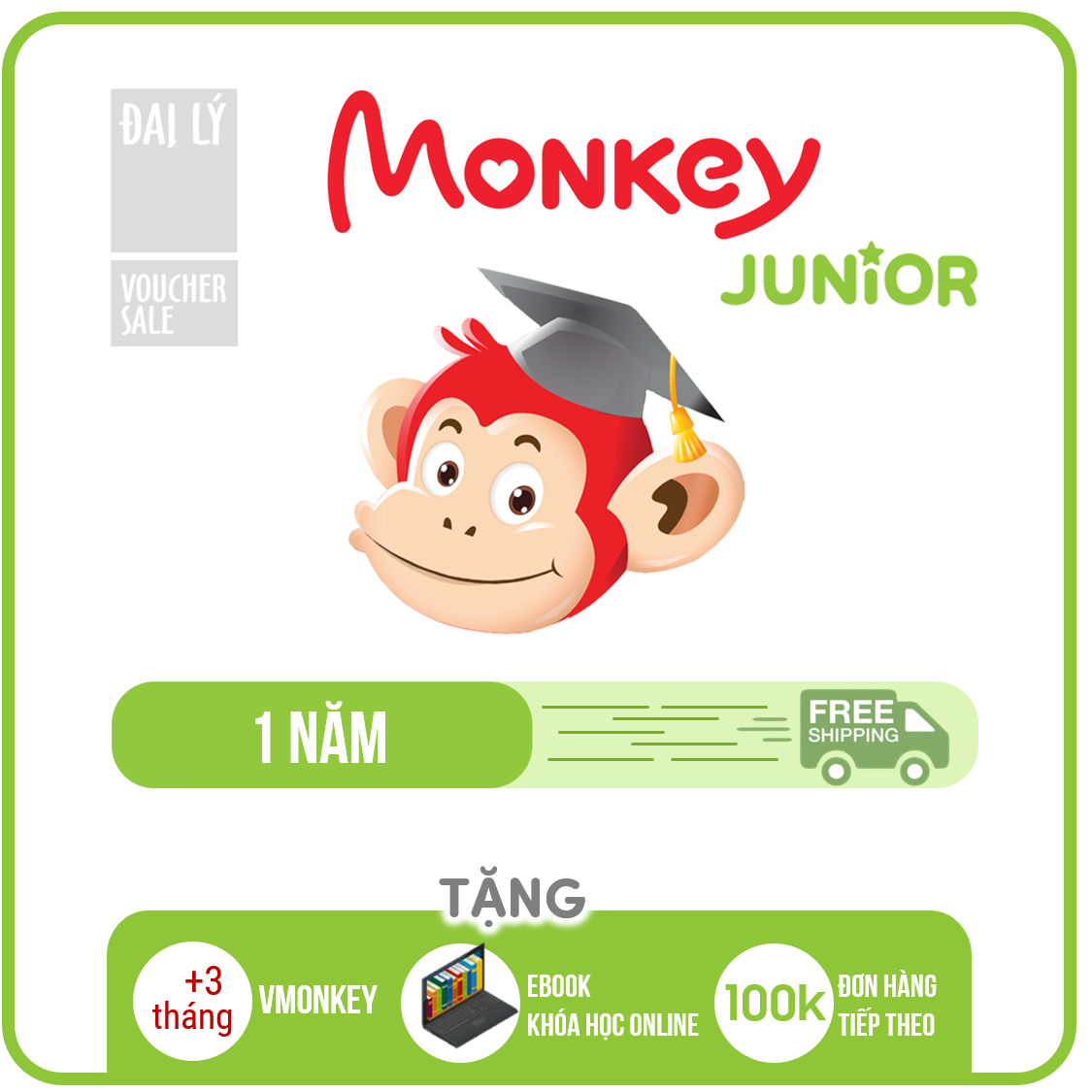 Monkey junior (Mã Giấy) Phần mềm học tiếng Anh cho bé 0 - 10 tuổi trên (Trọn đời, 4 năm, 2 năm, 1 năm)