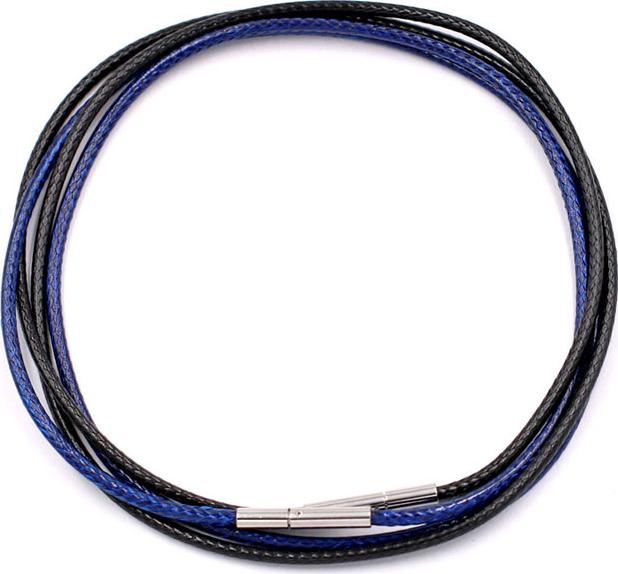  Combo 2 dây vòng cổ cao su đen, xanh dương móc inox DCSEXD1 - Dây dù bọc cao su