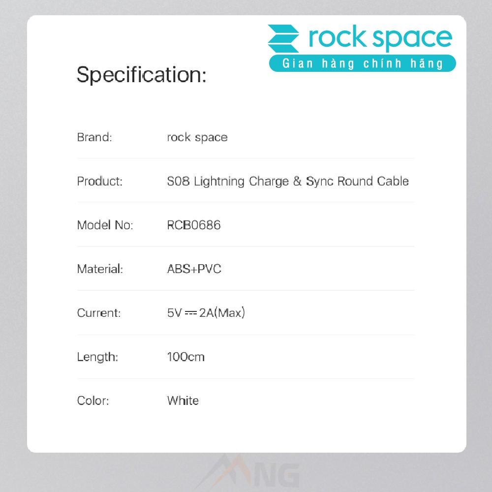 Dây cáp sạc nhanh Rock space S08 dành cho Iphone, sạc nhanh, ổn định, không nóng máy, 1M - Hàng chính hãng 