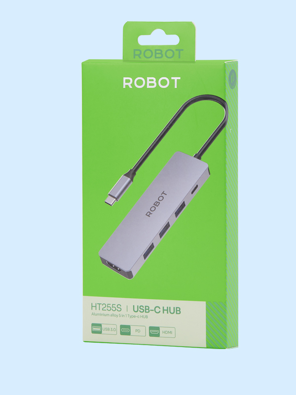 Hub Type-C chuyển đổi 5 trong 1 ROBOT HT255S USB3.0 PD100W Cổng HDMI4k - HÀNG CHÍNH HÃNG