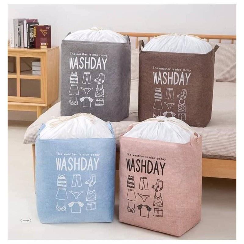 Giỏ đựng quần áo bằng vải cỡ lớn, túi đựng chăn màn đa năng washday có thể gấp gọn vintage