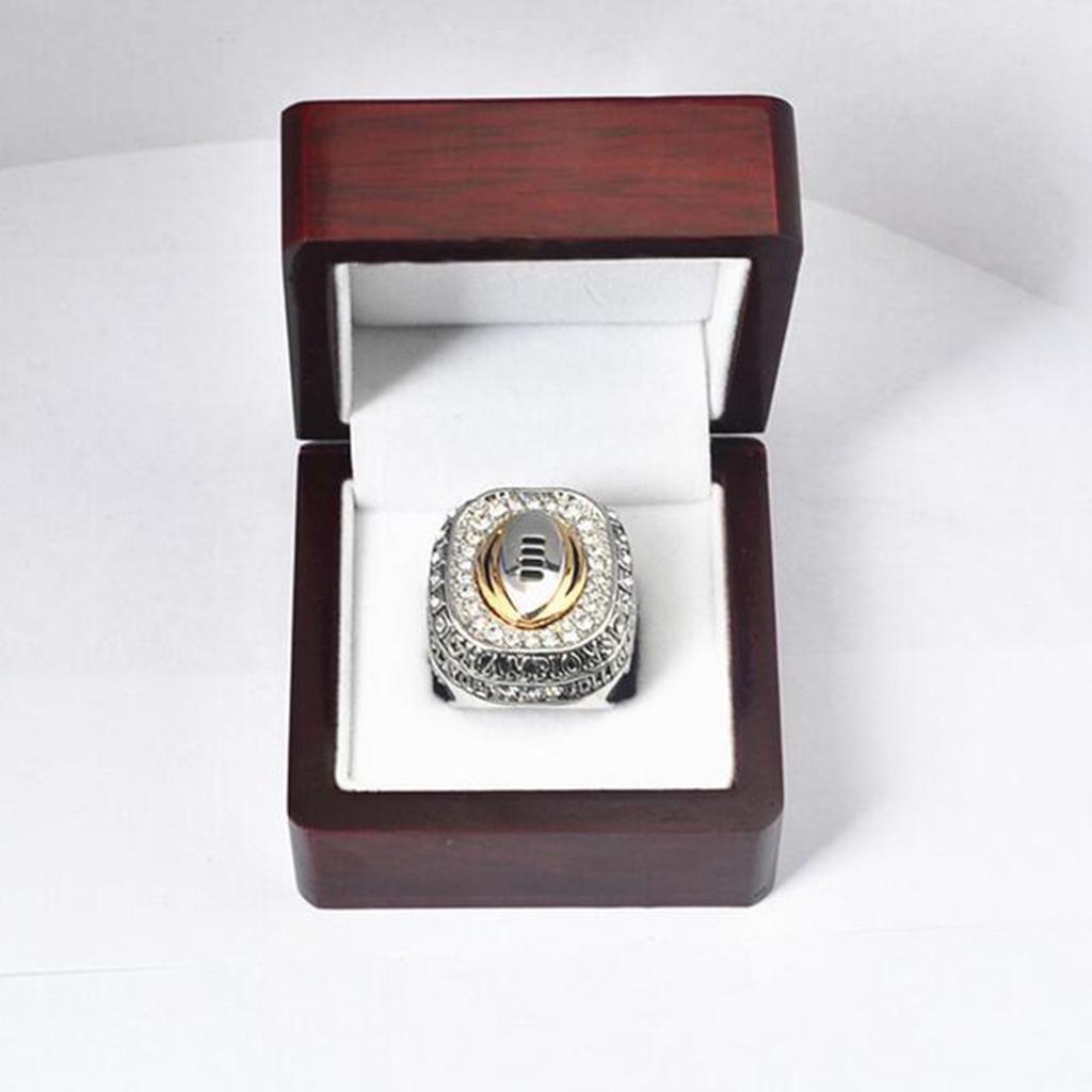 4Single Hole Championship Rings Display Collection Case Wood Jewelry Box Storage