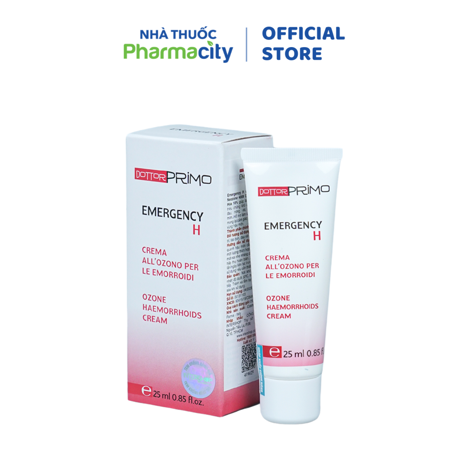Kem bôi DOTTORPRIMO Emergency H chứa Neozone 4000 giúp làm dịu các triệu chứng do trĩ gây ra (25ml)