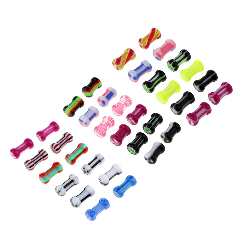 6 Pairs Colorful Acrylic Screw Fit Ear Tunnel Plugs Stretcher Expander