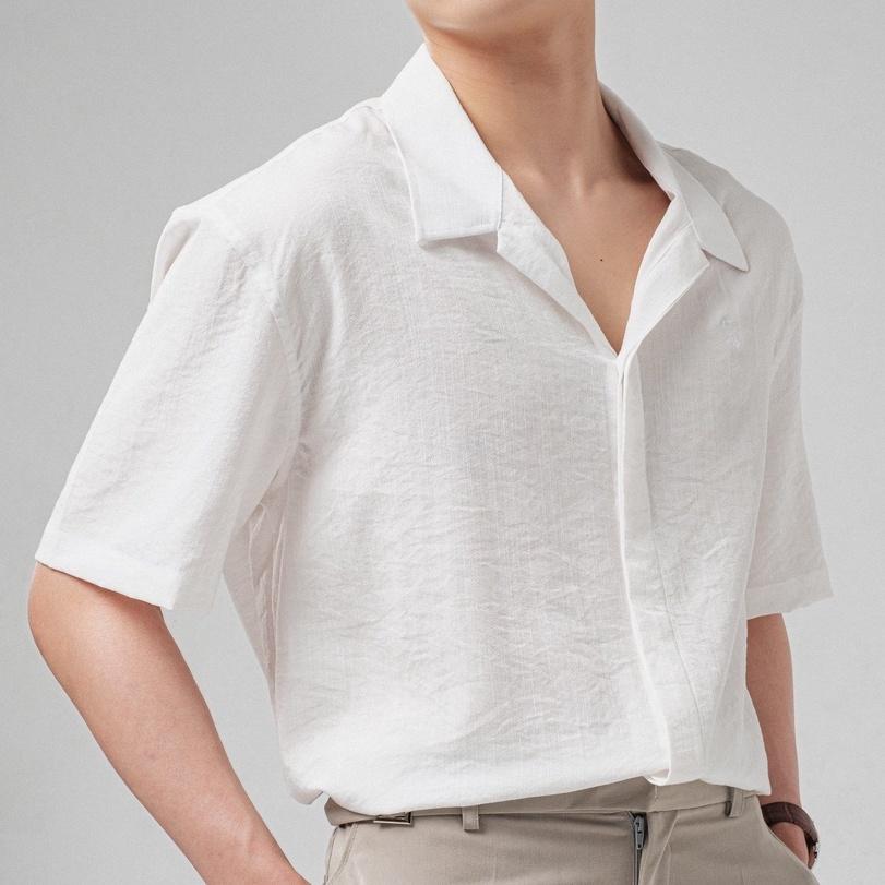 Áo sơ mi nam SSSTUTTER cổ cuban form rộng hàn quốc linen thoáng mát CUBAN BASIC SHIRT