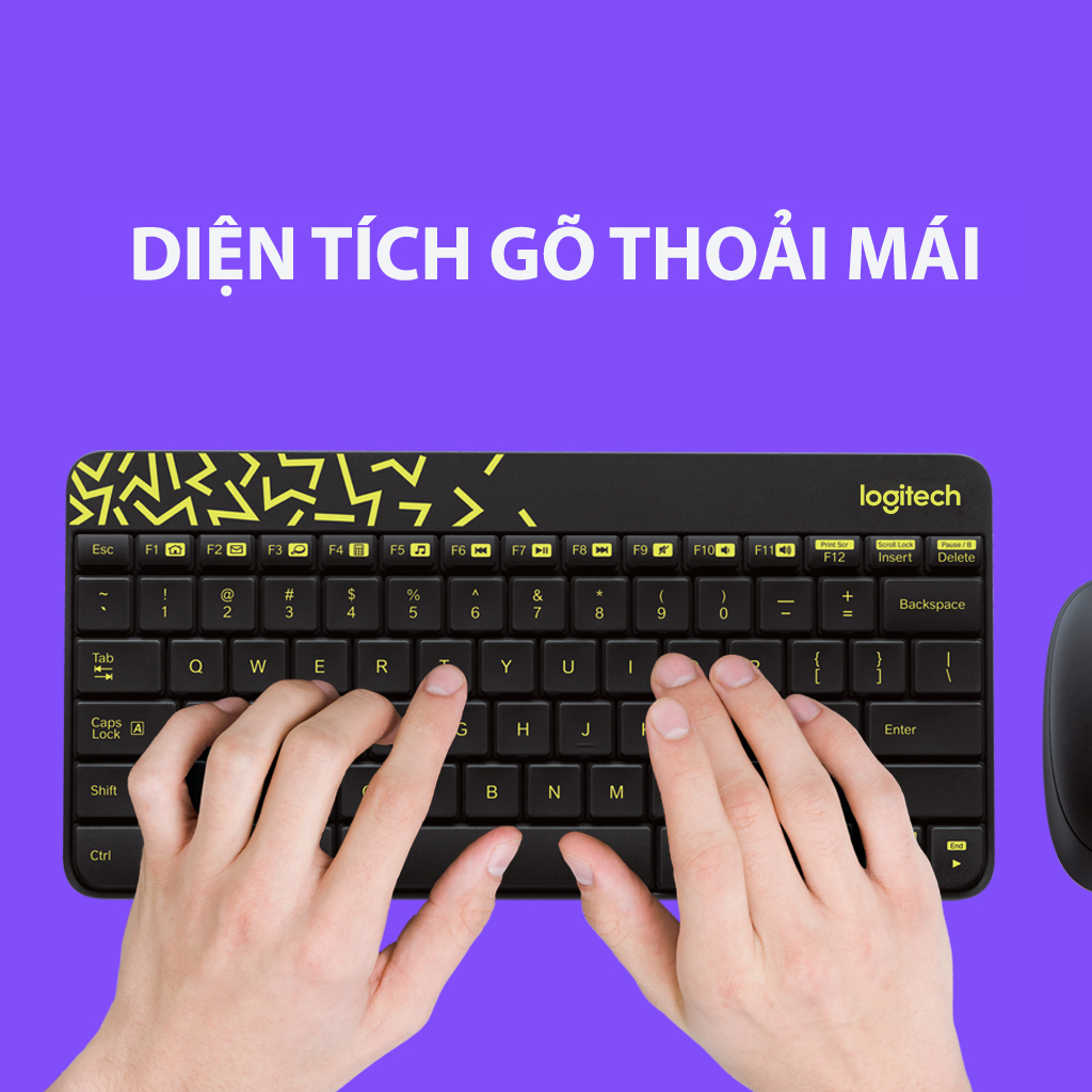 Combo chuột phím không dây Logitech MK240 - nhỏ gọn, 1 đầu thu USB, không dây 10m, pin lâu vượt trội - Màu