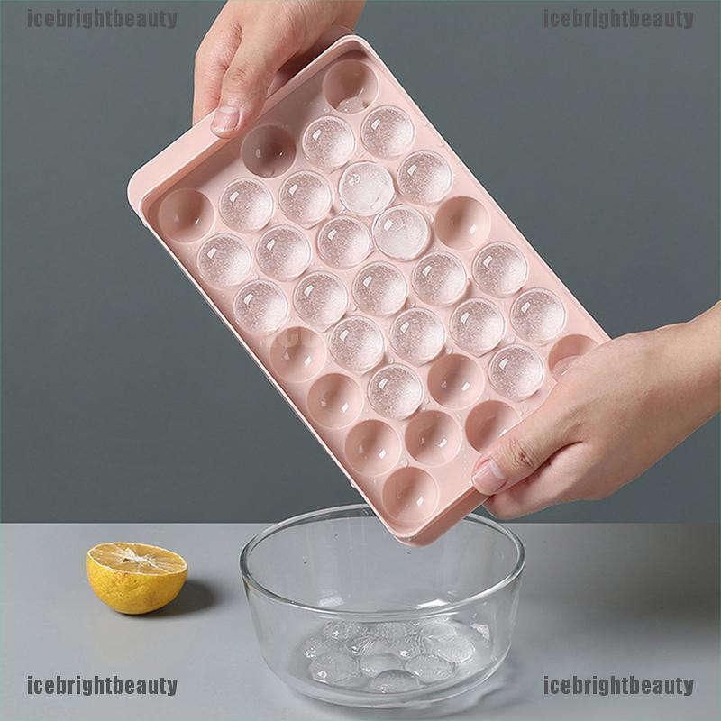 ICEB Ice Cube Tray Round Cubes Plastic Ice Cube Maker Mold with Lids