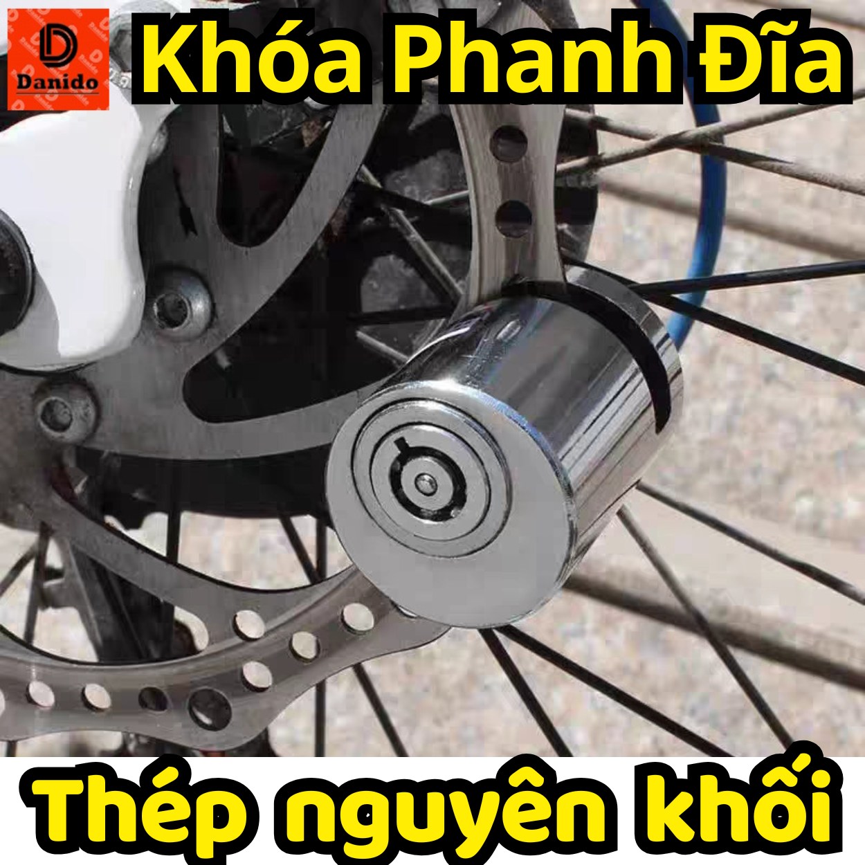 [THÉP NGUYÊN KHỐI] Khóa thép phanh đĩa xe máy chống trộm, khoá phanh đĩa chất liệu 100% thép nguyên khối cho moto, xe máy, xe đạp D Danido
