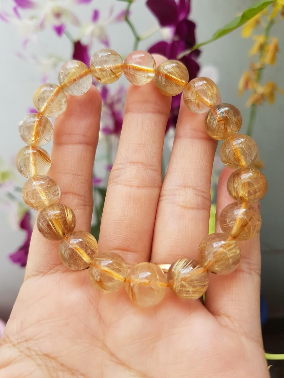 Vòng tay thạch anh tóc vàng VIP 10 li