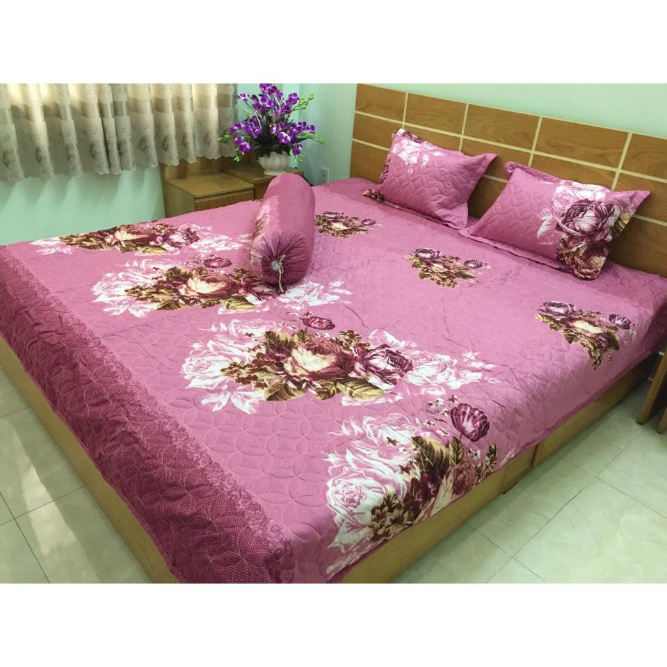 Bộ Chăn Ga Gối Cotton Poly hoa nhiều mẫu 1m6x2m x10cm , 1m8x2m x10cm