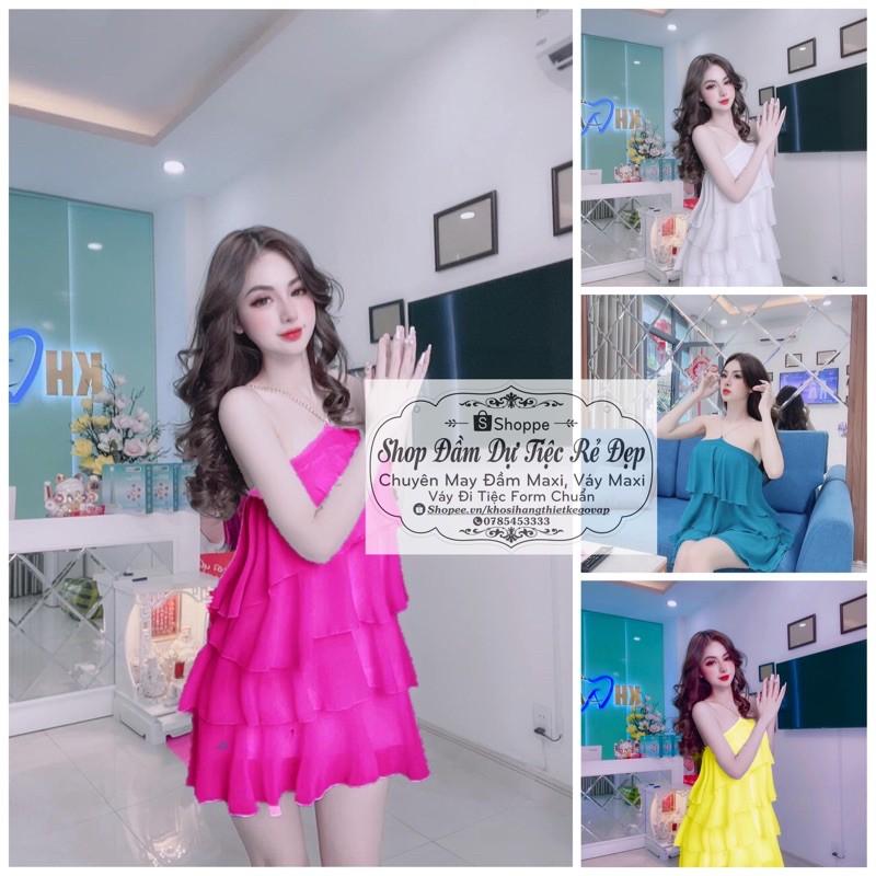 Đầm Maxi Đi biển, Váy Maxi Đi Biển Loại Ngắn Voan tầng Xíchđi chơi đi tiệc đám cưới, du lịch sang chảnh cao cấp PVC
