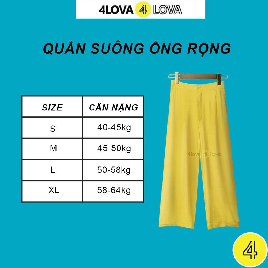 Quần suông nữ ống rộng cài cúc 4LOVA chất liệu vải đũi xước cao cấp thoáng mát