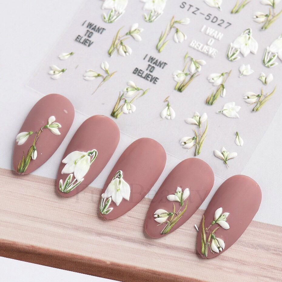 Sticker hoa nổi 5D trang trí móng nail 1128