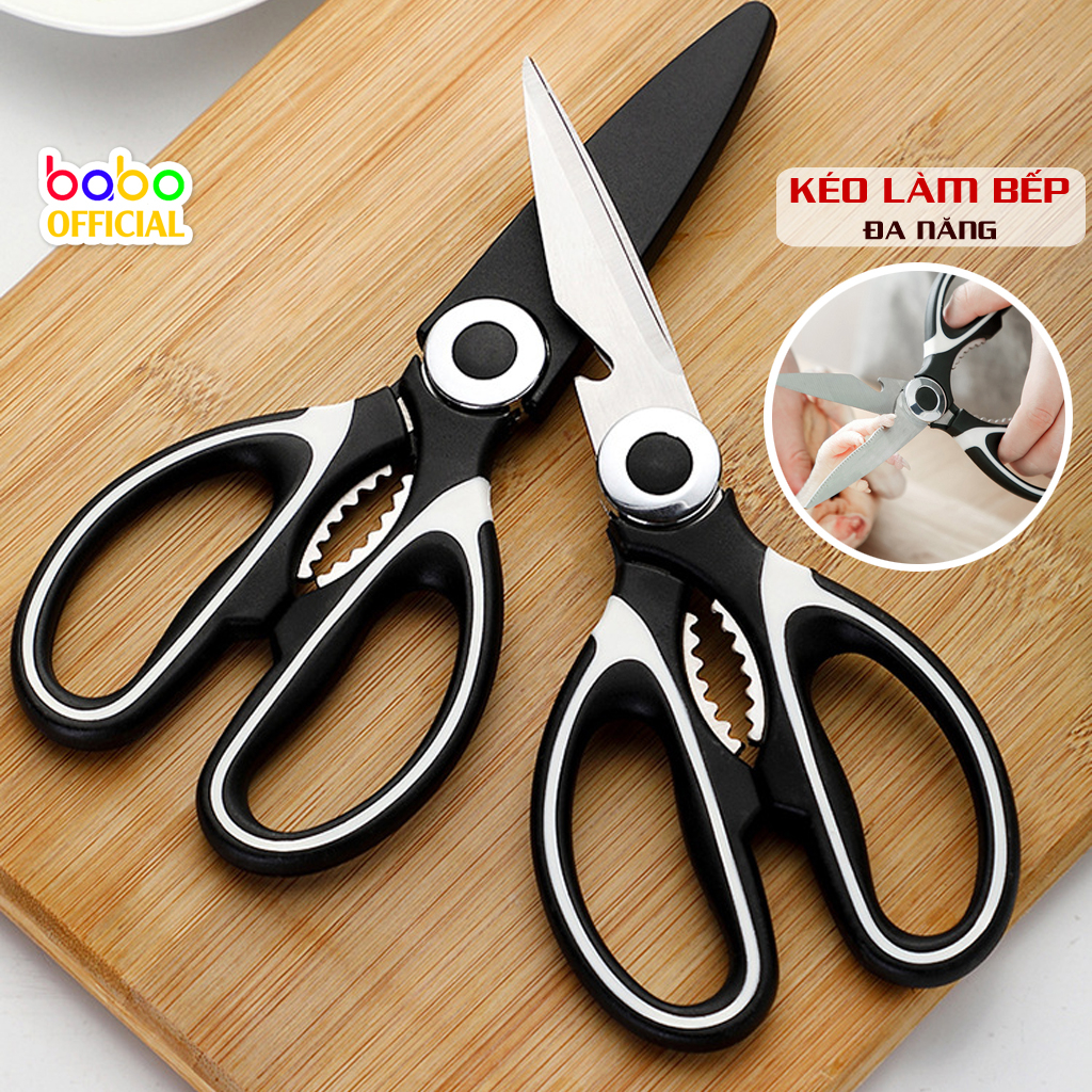 Kéo nhà bếp đa năng kéo cắt xương gà cắt thịt rau cá chuyên dụng thép không gỉ có nắp bảo vệ