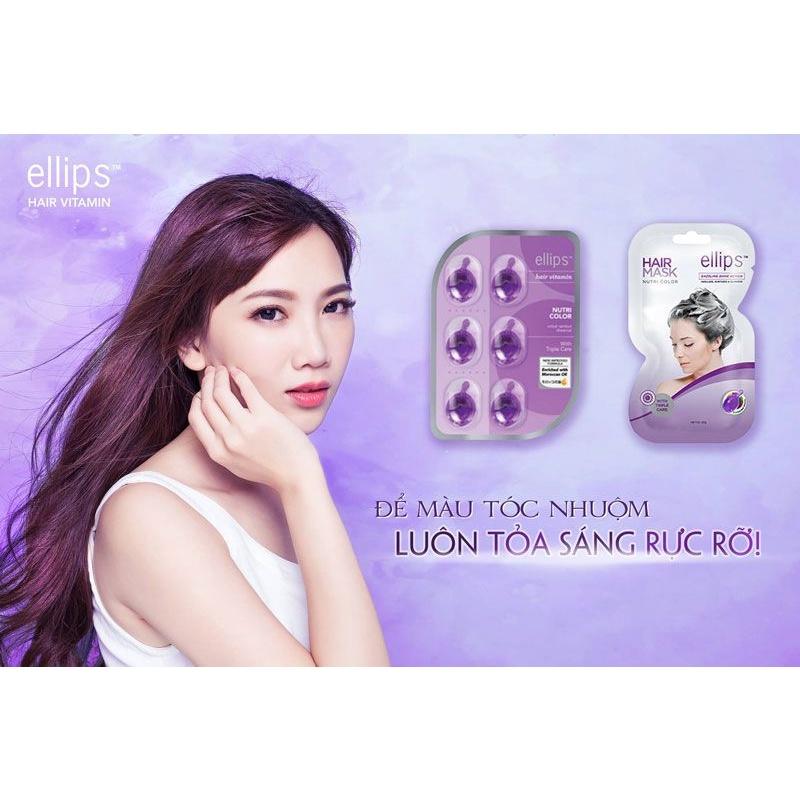 Kem ủ tóc cho tóc uốn nhuộm Ellips Vitamin Hair Mask Nutri Color 20g