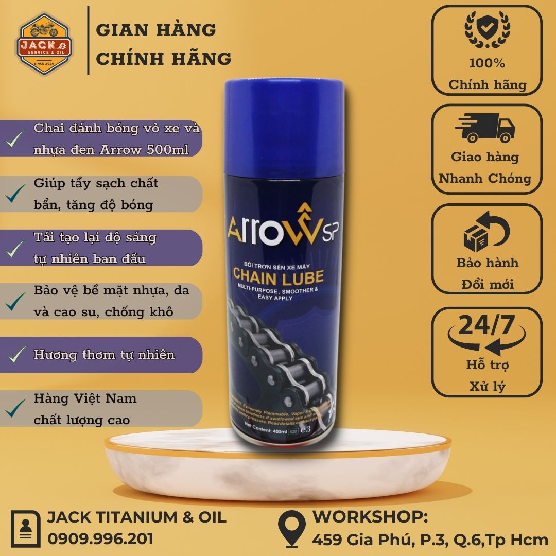 Xịt làm đen bóng nhựa nhám vỏ xe Arrowsp Tire&amp;Trimshine NaNo Williams 500 ml dưỡng lốp xe mới và sáng bóng