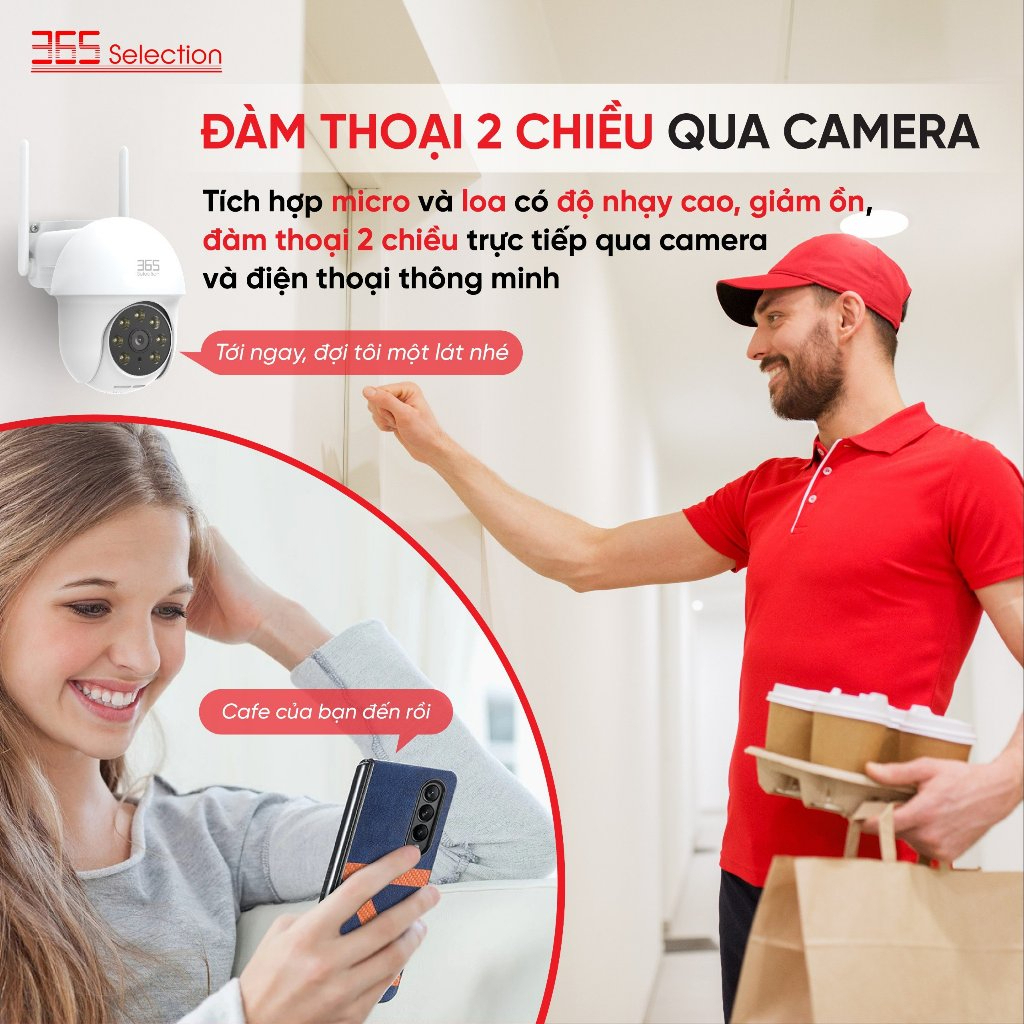 Camera ngoài trời Tuya 365 Selection OC1 - Độ phân giải 2K 3MP, Quay quét, Chống nước - Hàng chính hãng