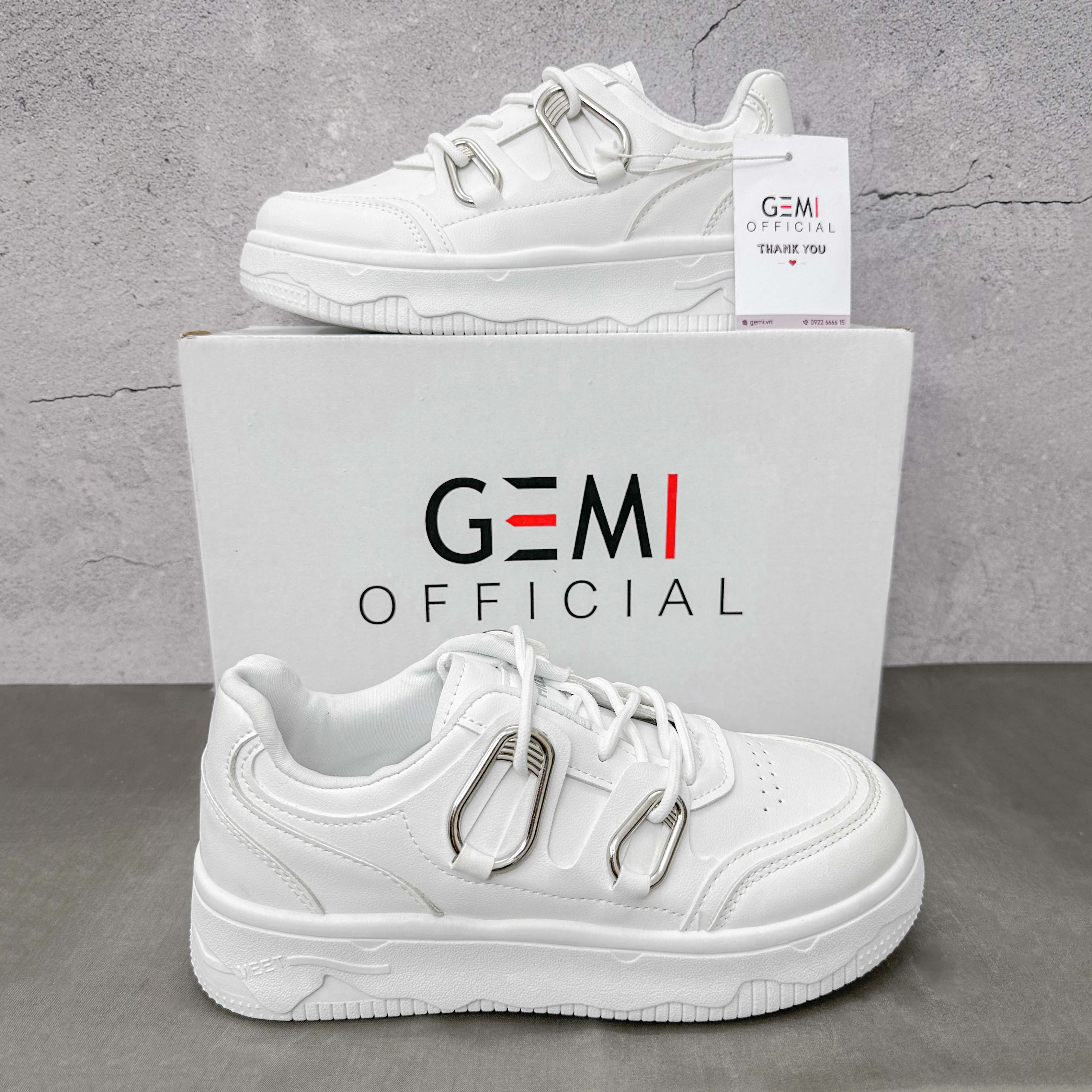 Giày thể thao nữ GEMI - giày ullzzang màu trắng - hồng, giày thể thao thời trang học sinh - M7068