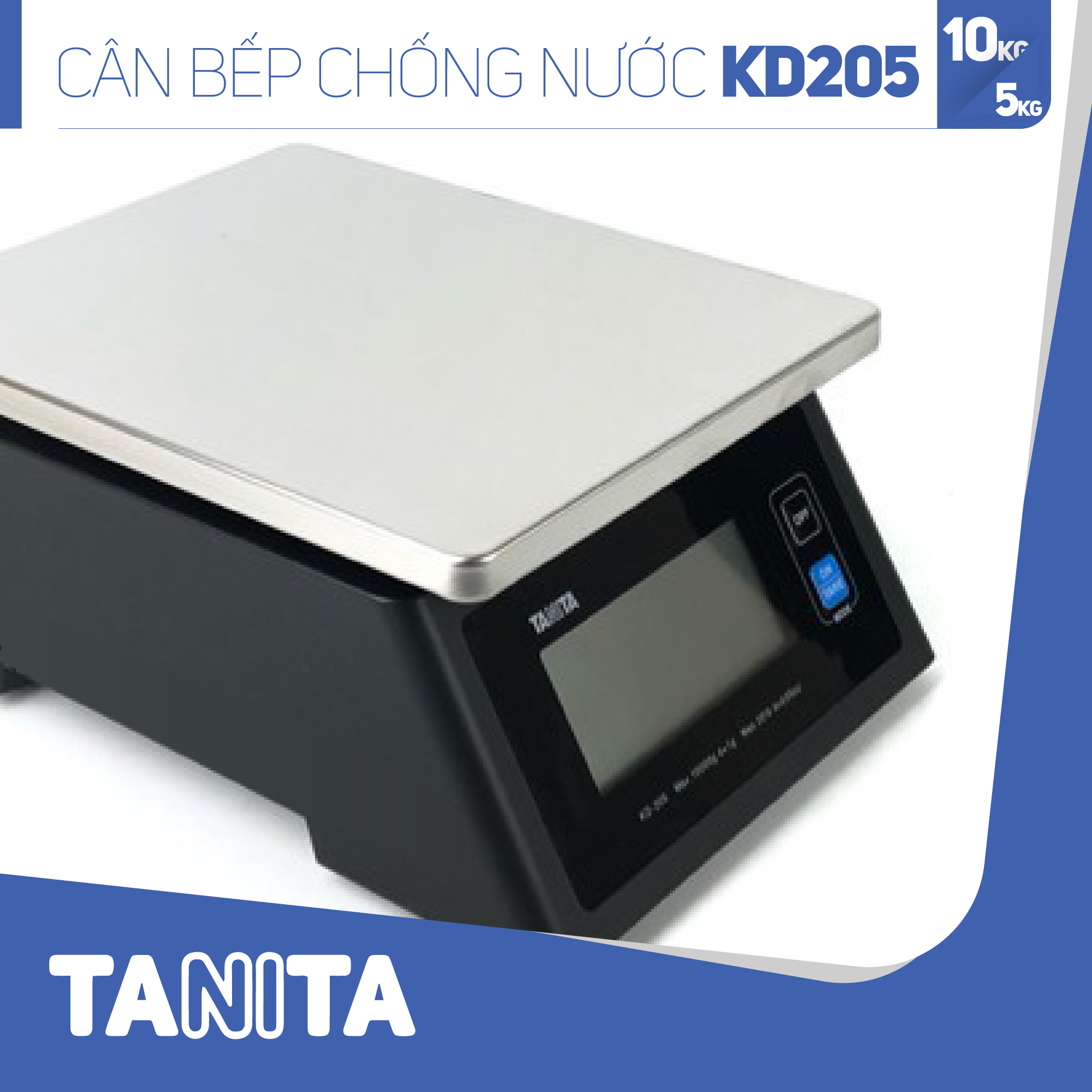 Cân tiểu ly điện tử nhà bếp chống nước IPX4 TANITA KD205,Chính hãng nhật bản (10kg-0.5g)có trừ bì,bền đẹp,chính xác,sử dụng làm bánh,cân tổ yến,cân hải sản và y học,tặng kèm pin