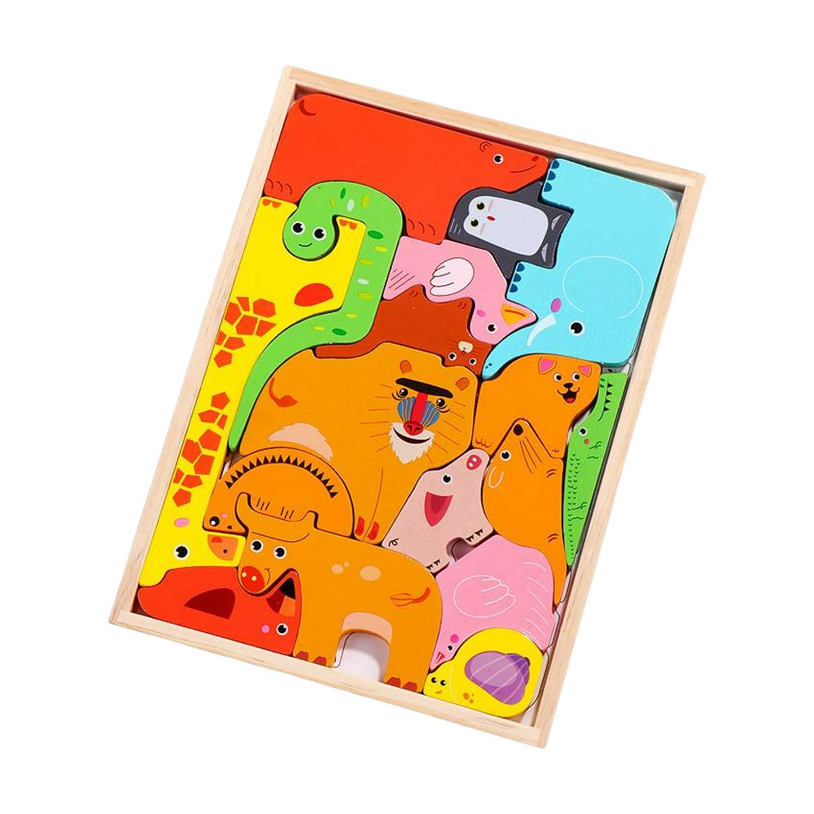 Montessori Animal Jigsaw Puzzles Construction Toy Shape Puzzle for Girls