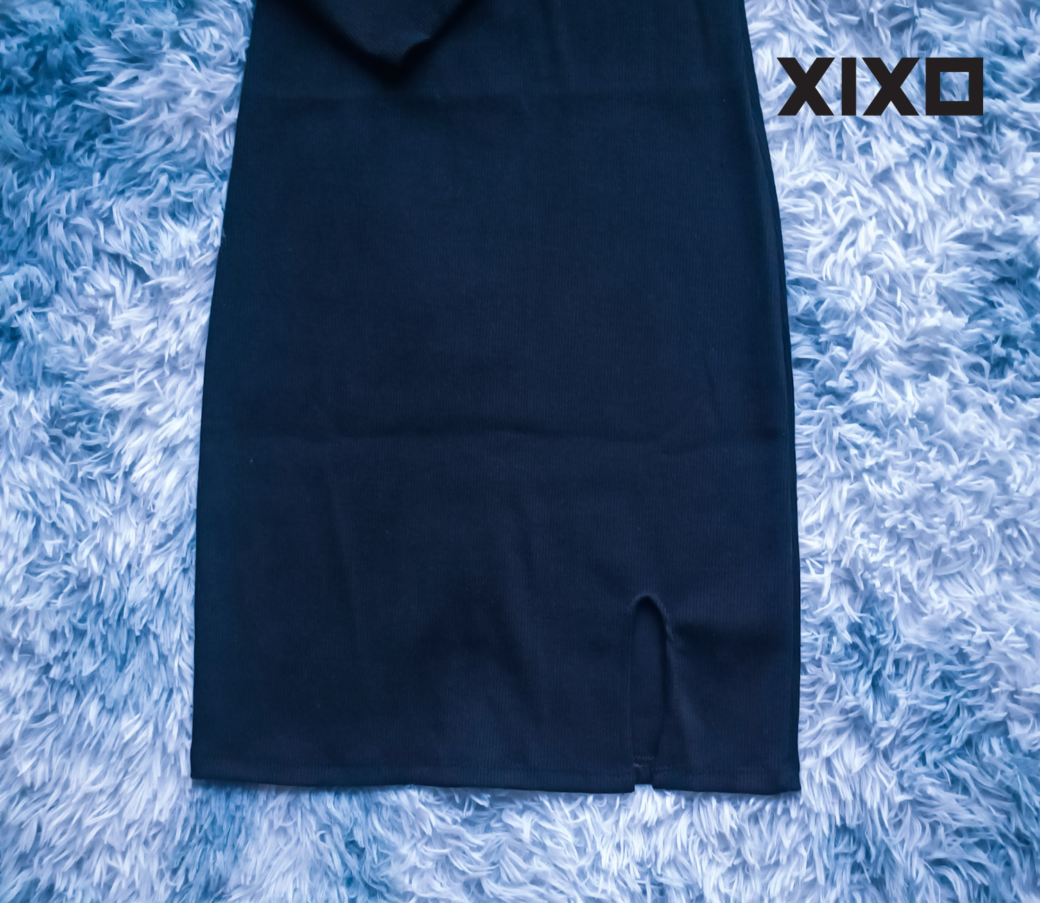 Đầm body tay dài cổ vuông xẻ tà chất thun gân chính phẩm thời trang XIXO cao cấp - DAM0064
