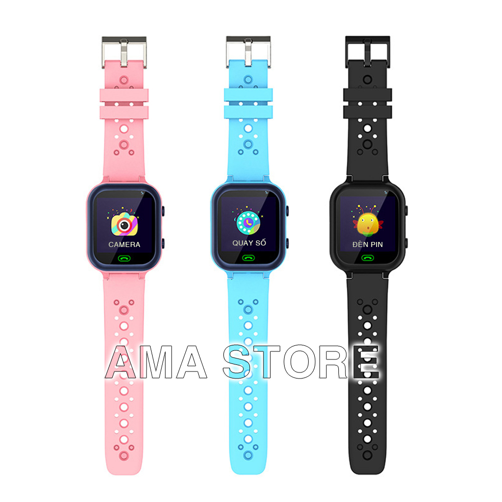 Đồng hồ Thông minh Trẻ em AMA Watch Q15 lắp SIM nghe gọi 2 chiều 3 màu Xanh Hồng Đen Hàng chinh hãng