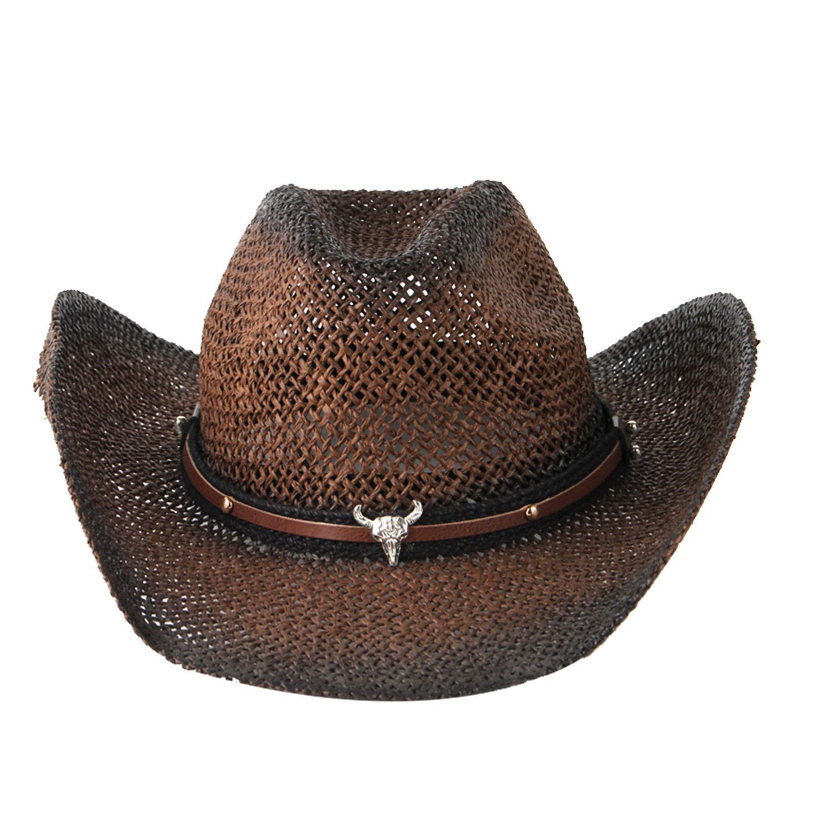 Straw Cowboy Hat Roll up Brim Cowboy Hat for festival Sun Protection