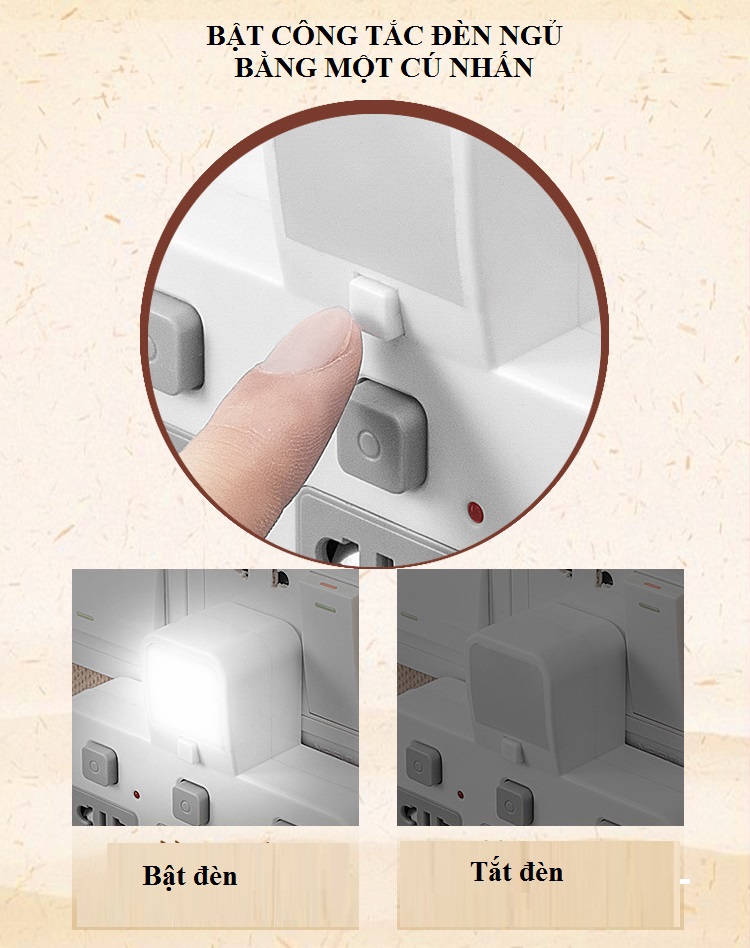 Ổ cắm điện tích hợp cổng sạc và đèn ngủ cao cấp bảo vệ thiết bị cho ngôi nhà bạn với chức năng chống sét - Tặng kèm 2 nút bảo vệ đầu sạc